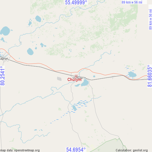 Chulym on map
