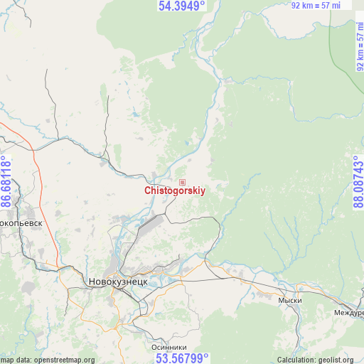Chistogorskiy on map