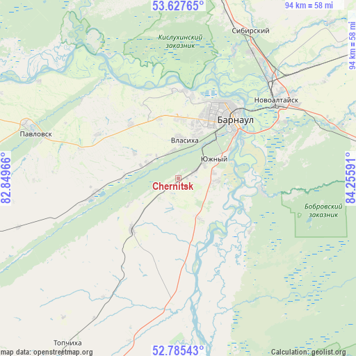 Chernitsk on map