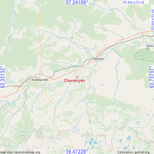 Cheremysh on map