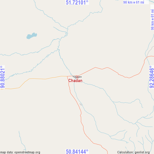 Chadan on map