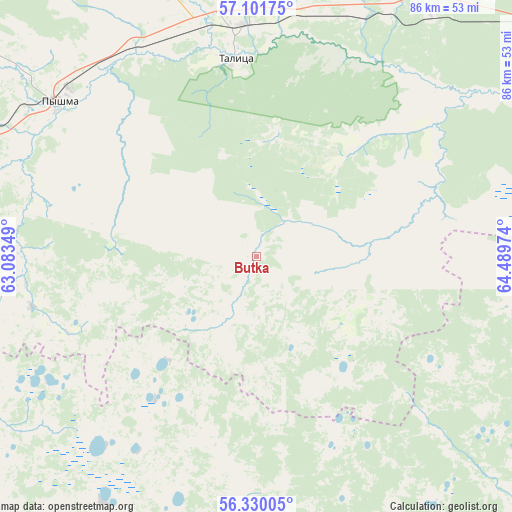Butka on map