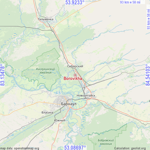 Borovikha on map
