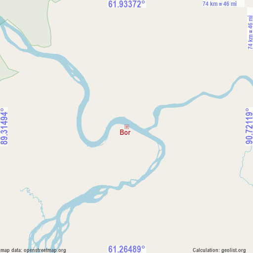 Bor on map