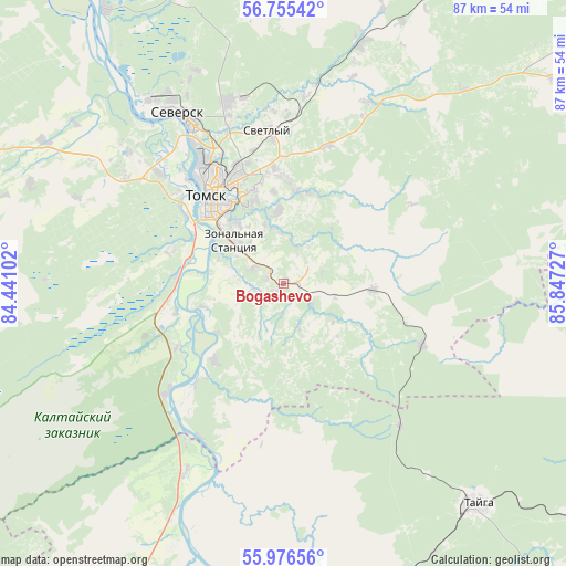 Bogashevo on map