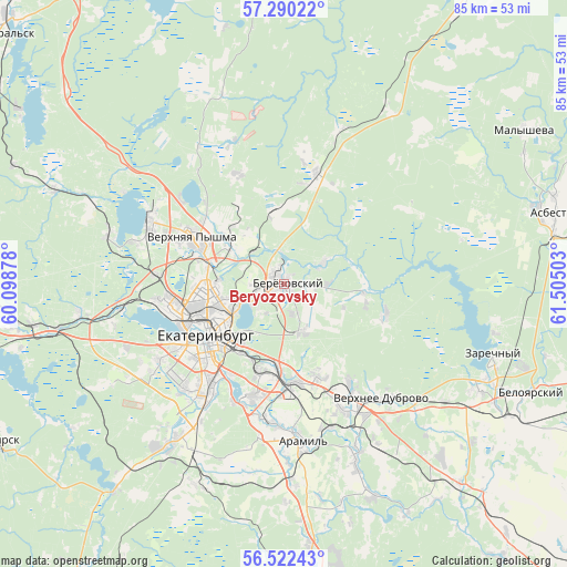 Beryozovsky on map