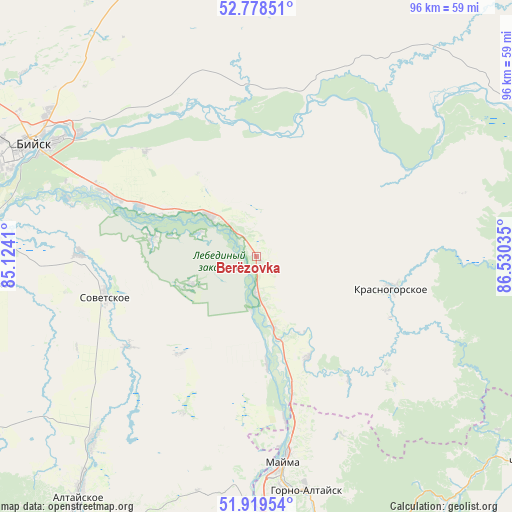 Berëzovka on map