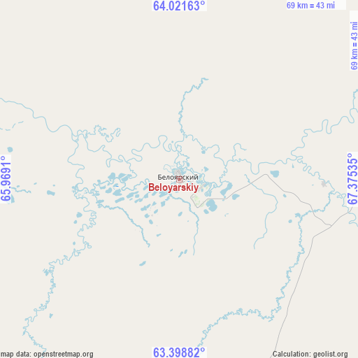 Beloyarskiy on map