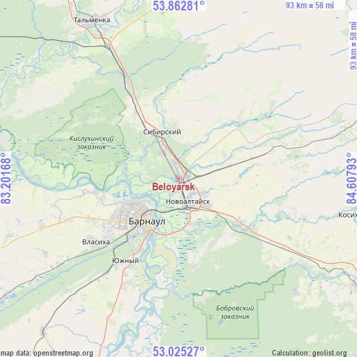 Beloyarsk on map