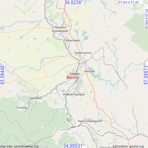 Belovo on map