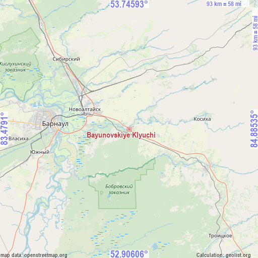 Bayunovskiye Klyuchi on map