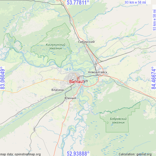 Barnaul on map