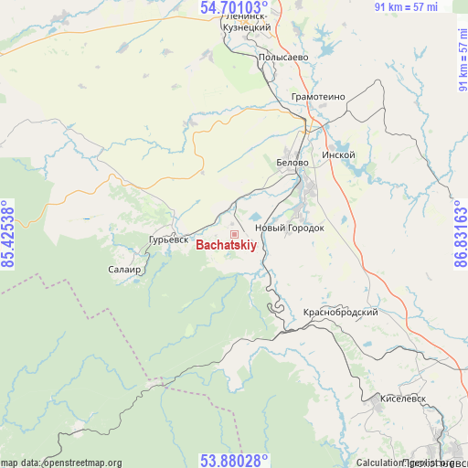 Bachatskiy on map