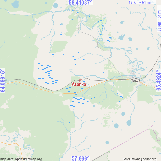 Azanka on map
