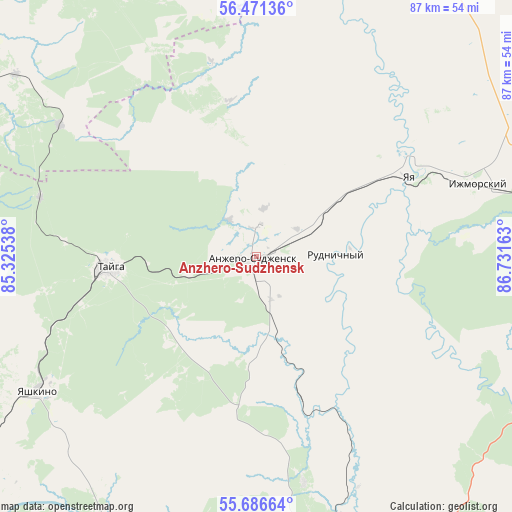 Anzhero-Sudzhensk on map