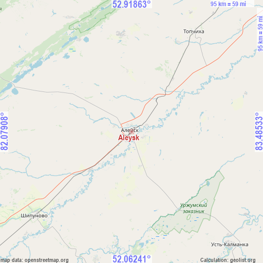 Aleysk on map