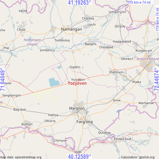 Yozyovon on map