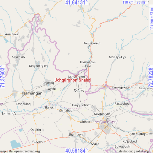 Uchqŭrghon Shahri on map