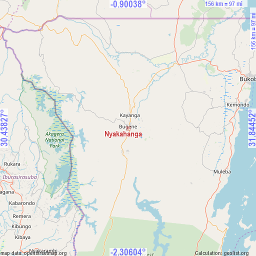 Nyakahanga on map