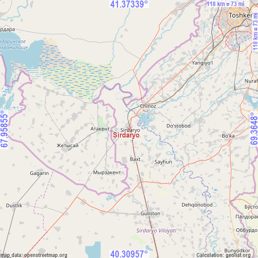 Sirdaryo on map