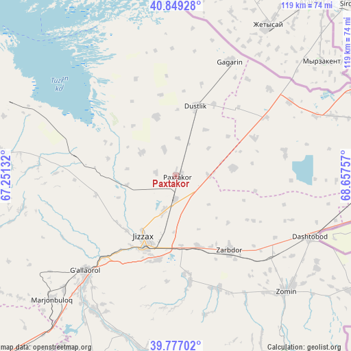 Paxtakor on map
