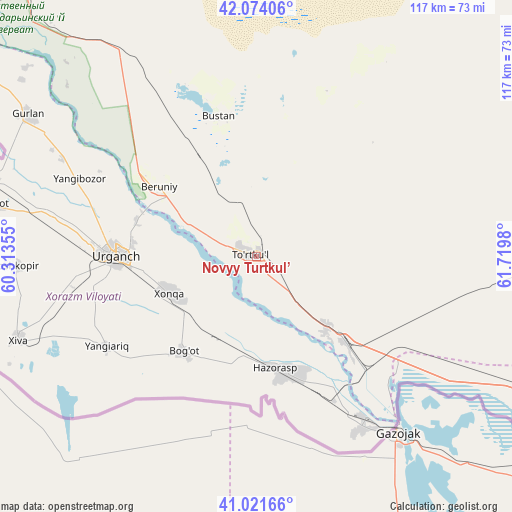 Novyy Turtkul’ on map