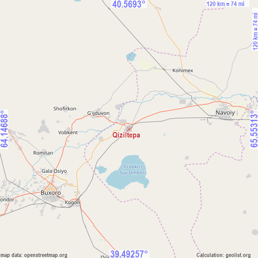 Qiziltepa on map