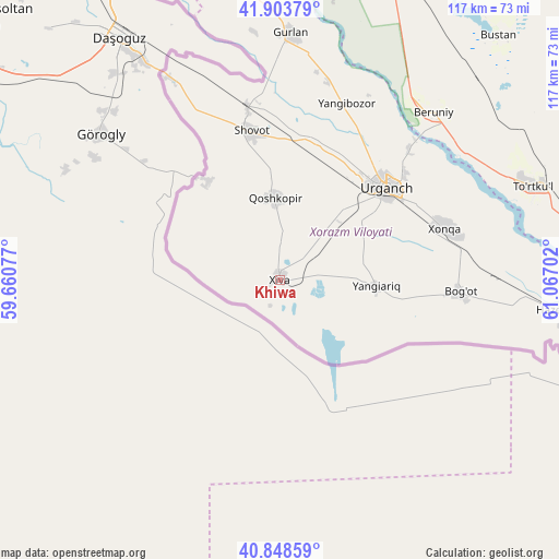 Khiwa on map