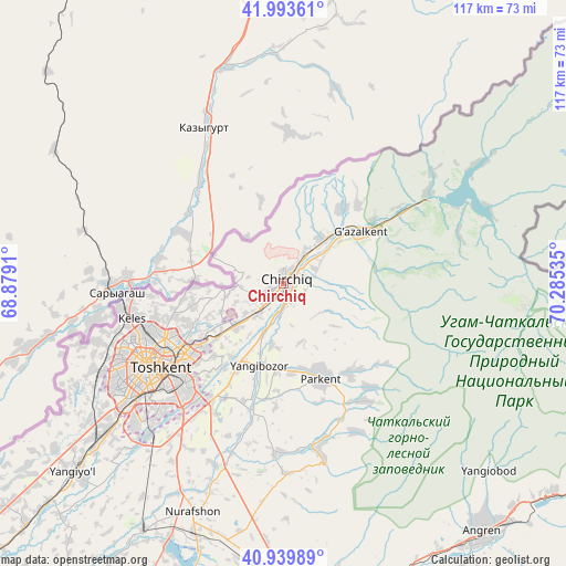 Chirchiq on map
