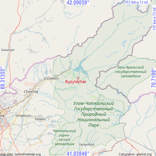 Kyzyldzhar on map