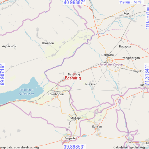 Beshariq on map