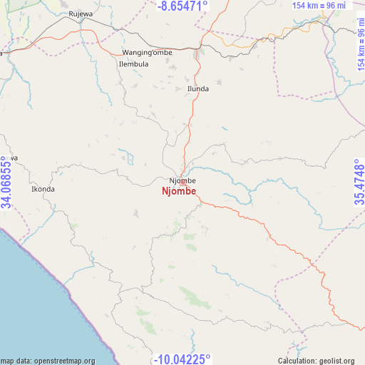 Njombe on map
