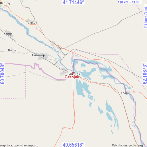 Gazojak on map