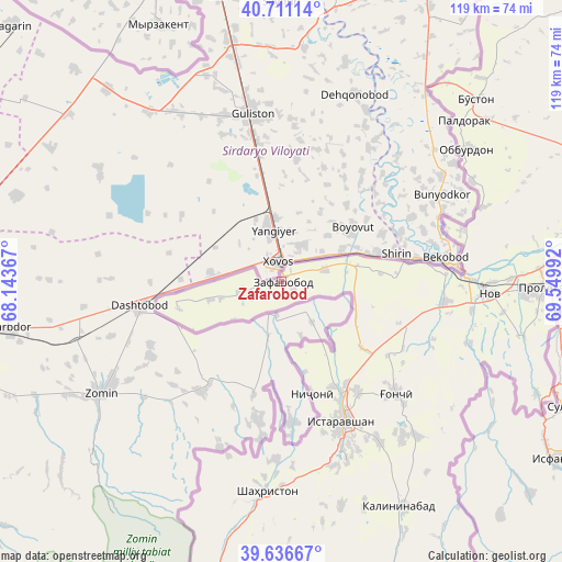 Zafarobod on map