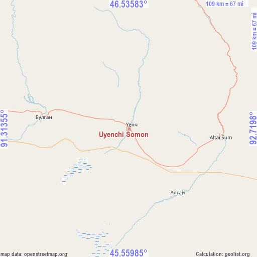 Uyenchi Somon on map