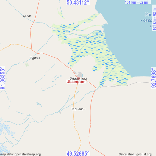 Ulaangom on map