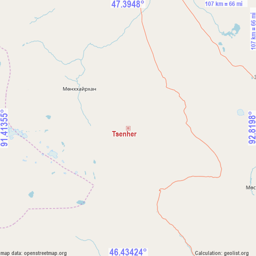 Tsenher on map