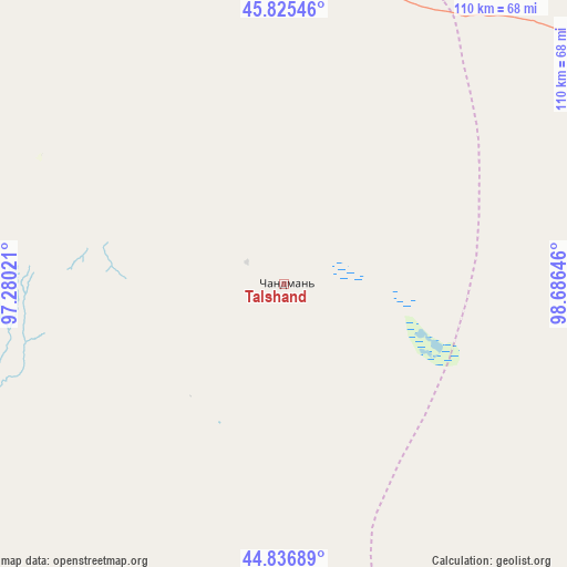 Talshand on map