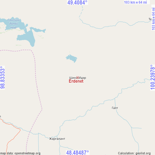 Erdenet on map