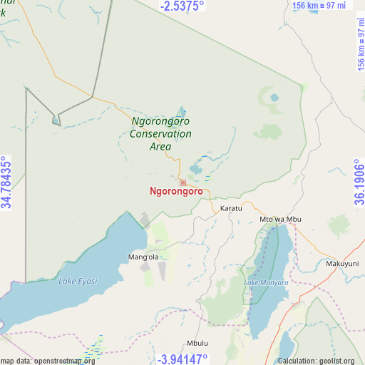 Ngorongoro on map