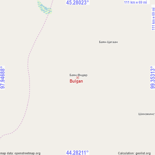 Bulgan on map