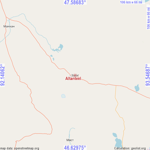 Altanteel on map