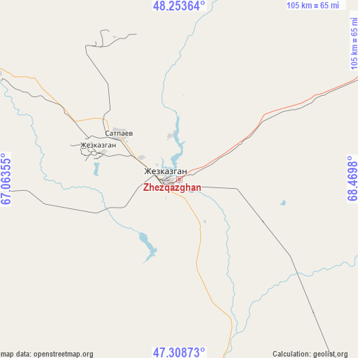 Zhezqazghan on map