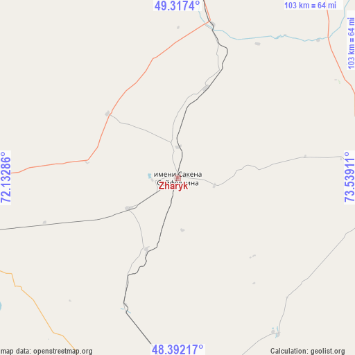 Zharyk on map