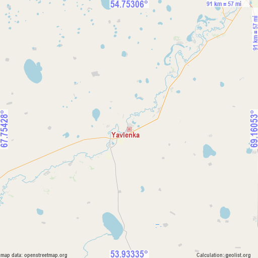 Yavlenka on map