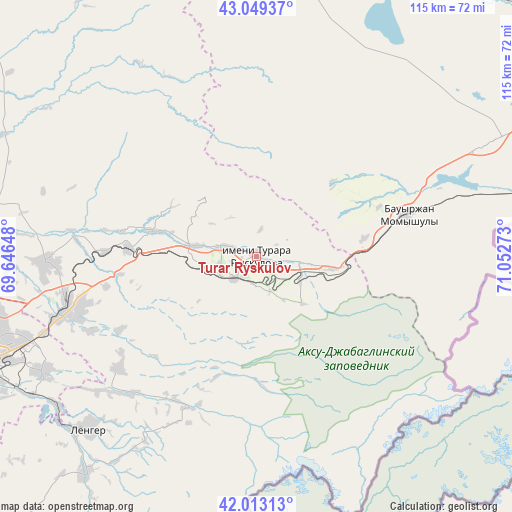 Turar Ryskulov on map