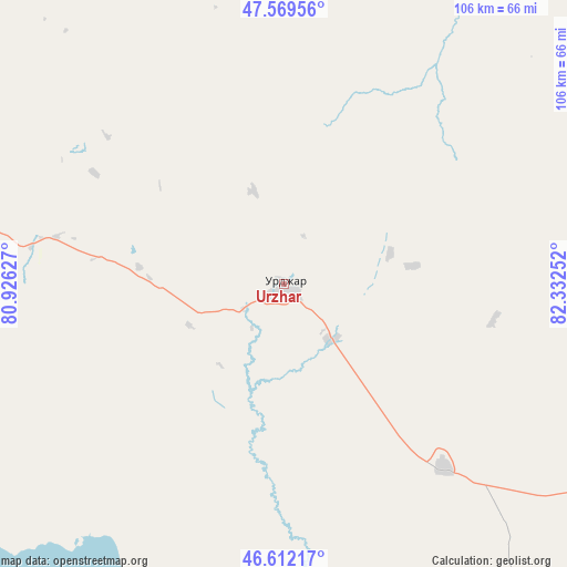 Urzhar on map