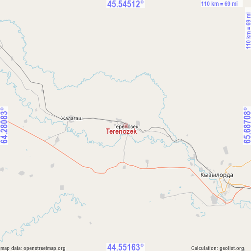 Terenozek on map