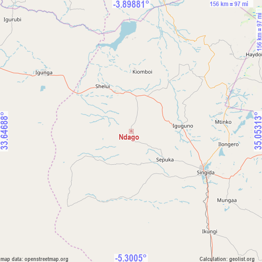 Ndago on map