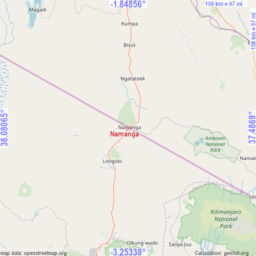 Namanga on map